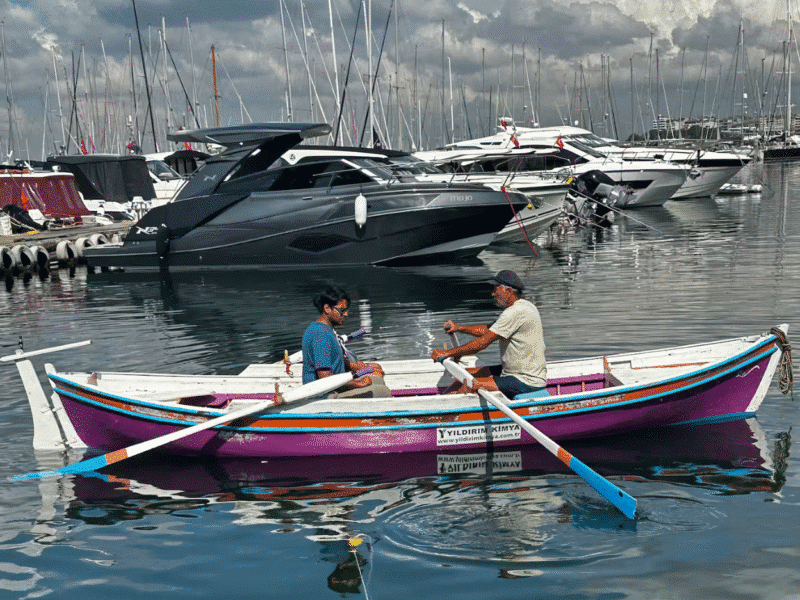 Rowing in Istanbul with a Traditional Wooden Boat
